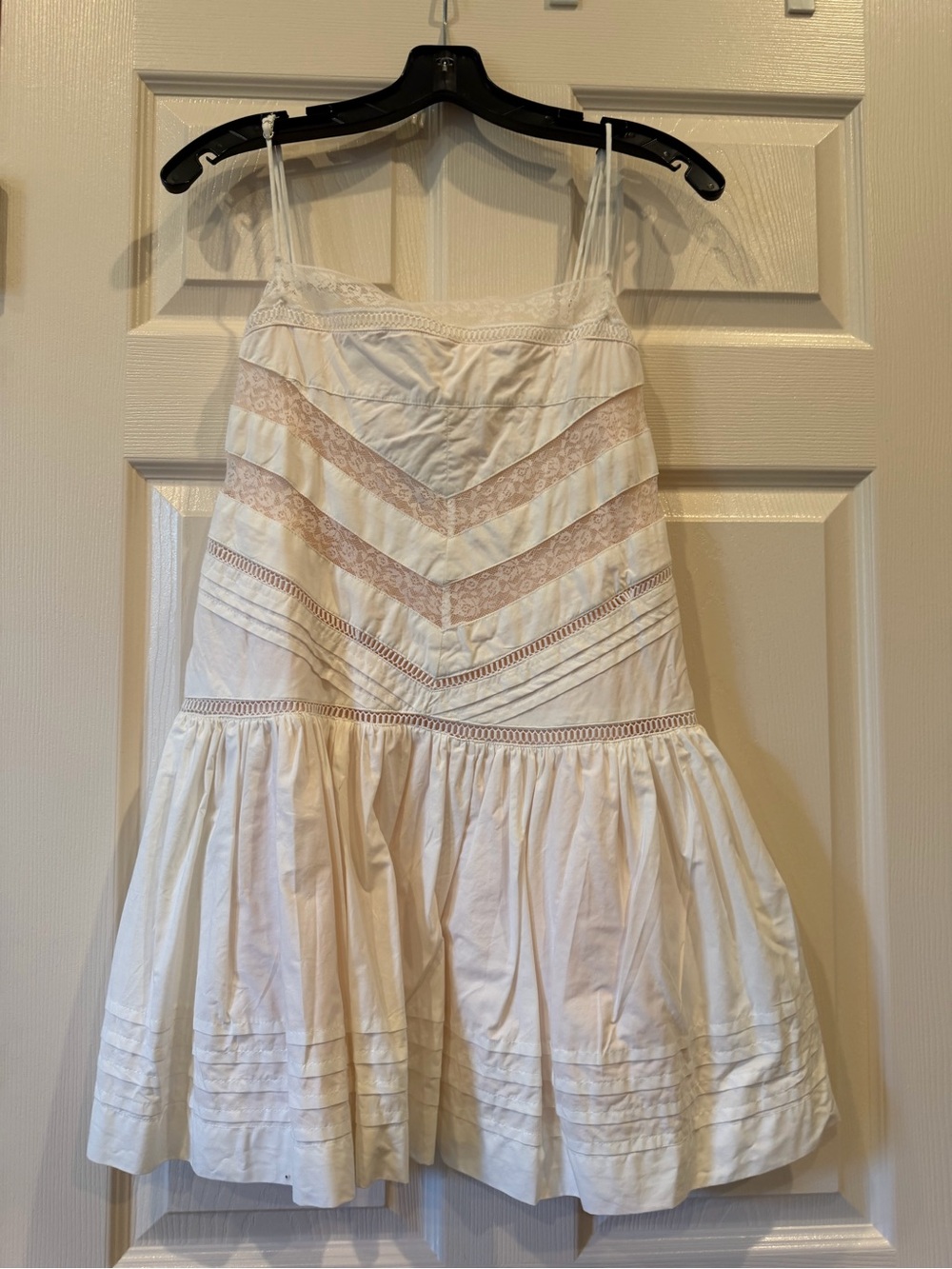 Maeve Cream Lace-Trim Mini Sundress